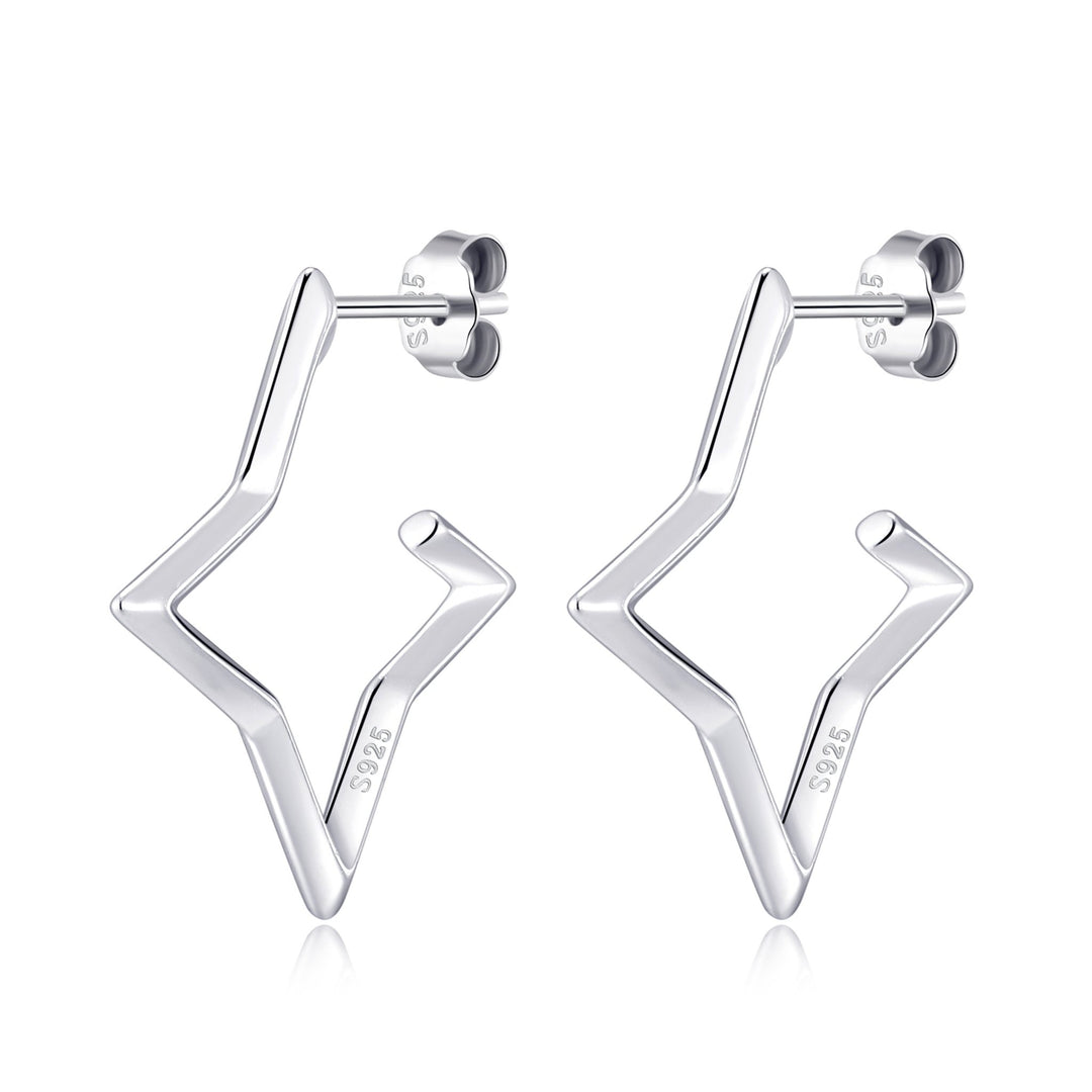 Sterling Silver Star Hoop Earrings - Philip Jones Jewellery