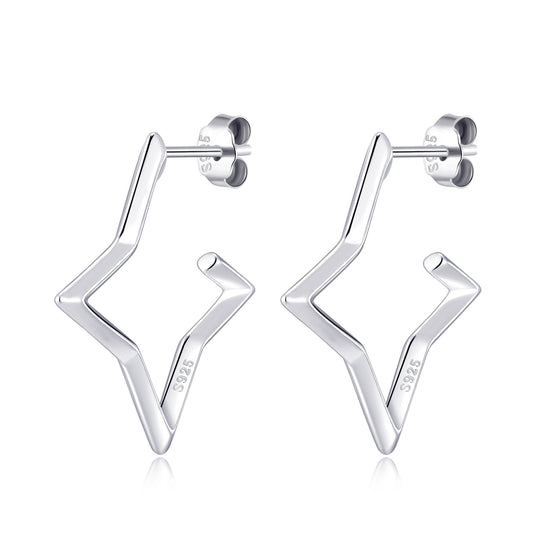 Sterling Silver Star Hoop Earrings - Philip Jones Jewellery