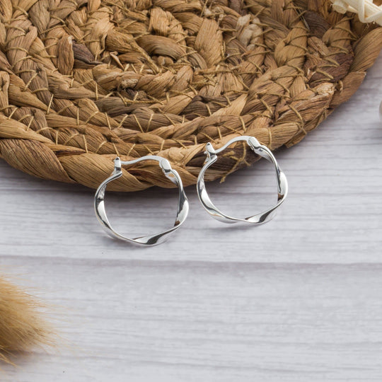 Sterling Silver Twist Hoop Earrings - Philip Jones Jewellery