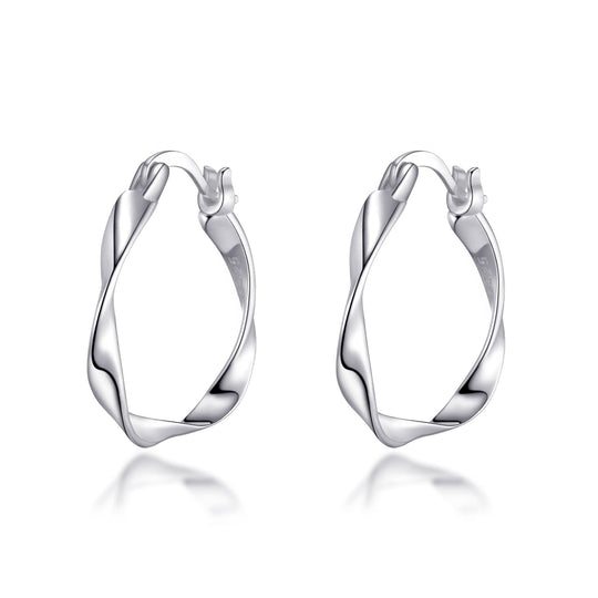 Sterling Silver Twist Hoop Earrings - Philip Jones Jewellery