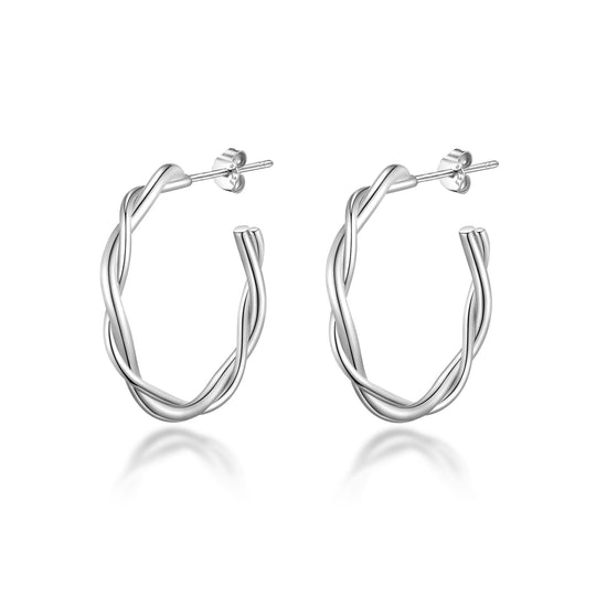 Sterling Silver Twisted Knot Hoop Earrings - Philip Jones Jewellery