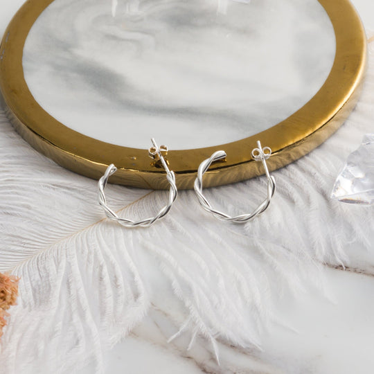 Sterling Silver Twisted Knot Hoop Earrings - Philip Jones Jewellery