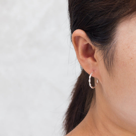 Sterling Silver Twisted Knot Hoop Earrings - Philip Jones Jewellery
