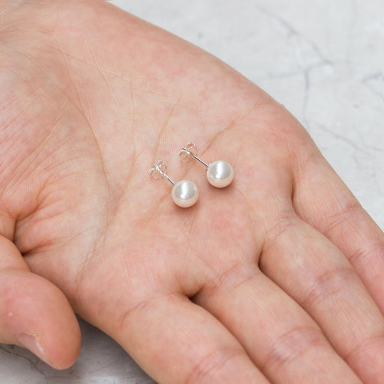Sterling Silver White Shell Pearl Earrings - Philip Jones Jewellery