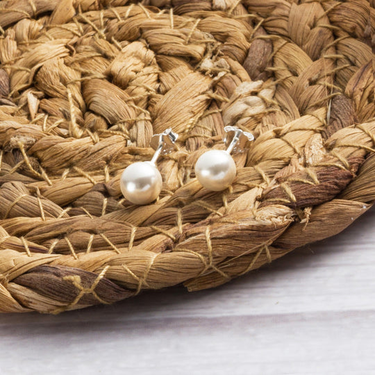 Sterling Silver White Shell Pearl Earrings - Philip Jones Jewellery