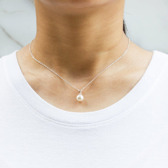 Sterling Silver White Shell Pearl Necklace - Philip Jones Jewellery