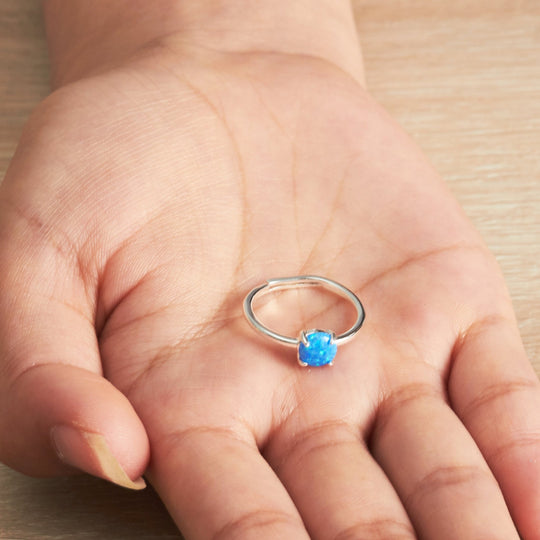 Synthetic Blue Opal Adjustable Ring with Quote Card - Philip Jones Jewellery
