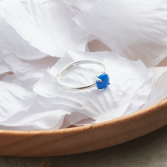 Synthetic Blue Opal Adjustable Ring with Quote Card - Philip Jones Jewellery