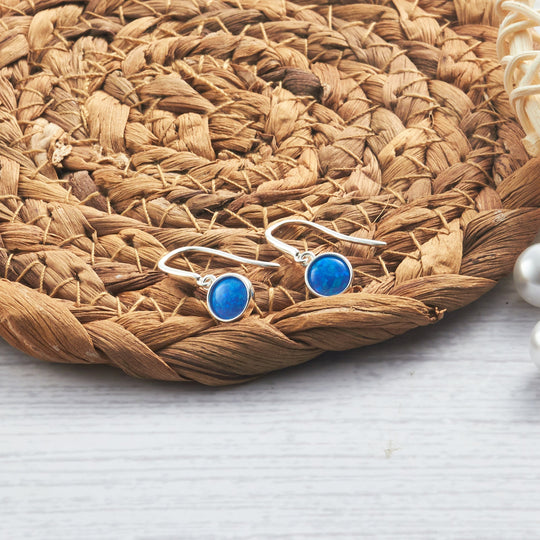Synthetic Blue Opal Drop Earrings with Quote Card - Philip Jones Jewellery
