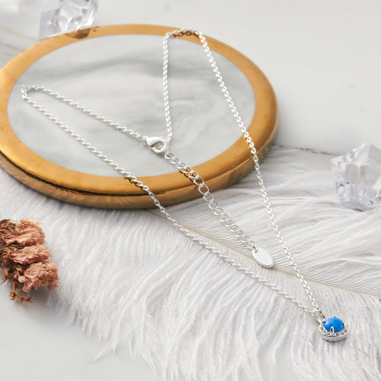 Synthetic Blue Opal Necklace Created with Zircondia® Crystals - Philip Jones Jewellery