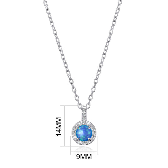 Synthetic Blue Opal Necklace Created with Zircondia® Crystals - Philip Jones Jewellery