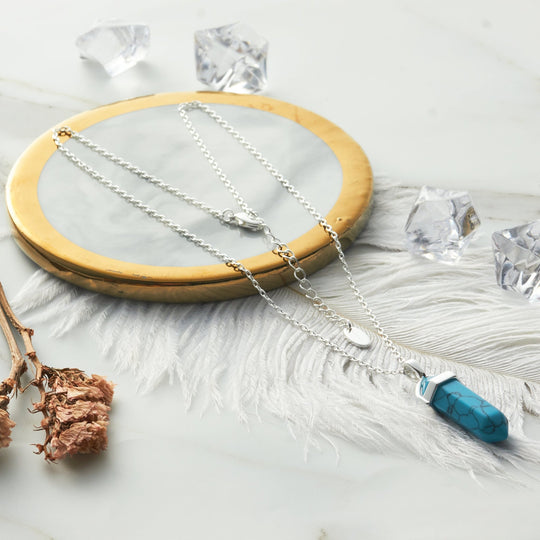 Synthetic Turquoise Genuine Gemstone Necklace - Philip Jones Jewellery