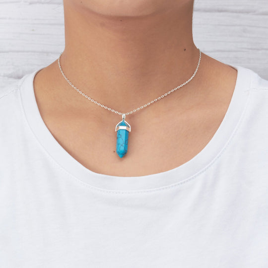 Synthetic Turquoise Genuine Gemstone Necklace - Philip Jones Jewellery