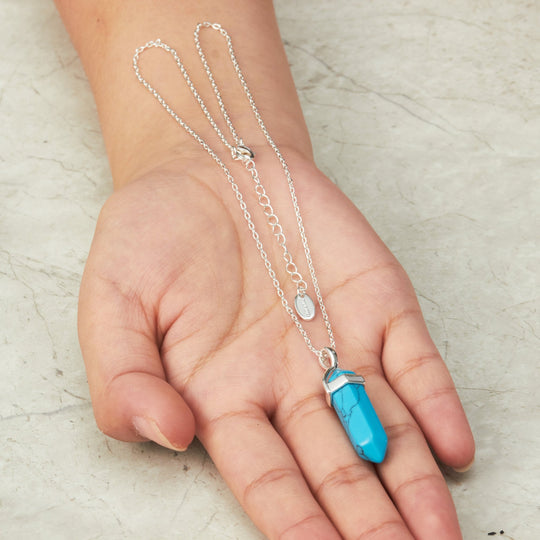 Synthetic Turquoise Genuine Gemstone Necklace - Philip Jones Jewellery