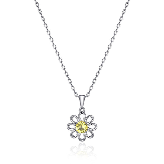 Thank You For Helping Me Grow Daisy Necklace Created with Zircondia® Crystals - Philip Jones Jewellery