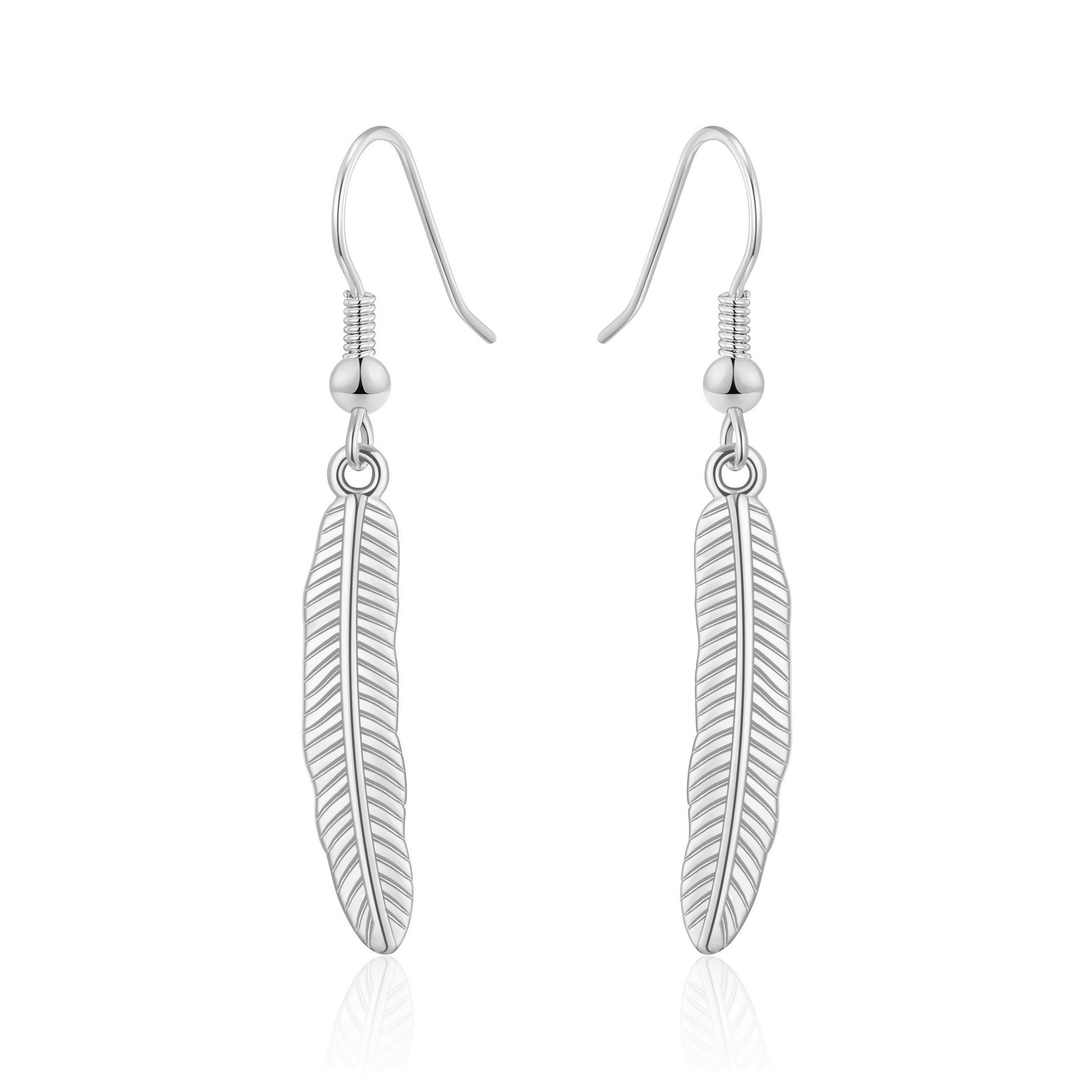 Silver Plated Feather Earrings