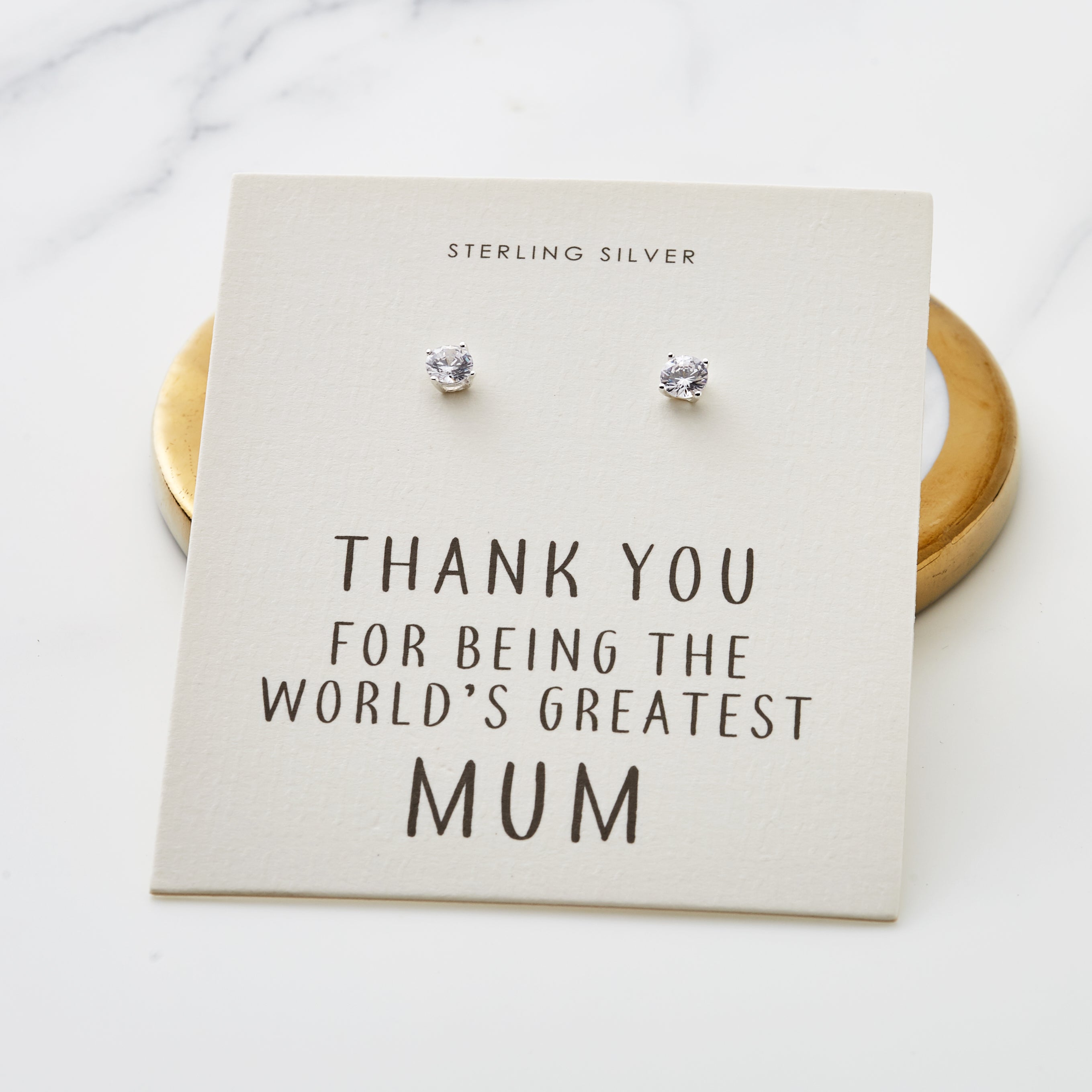Sterling Silver World's Greatest Mum Crystal Earrings