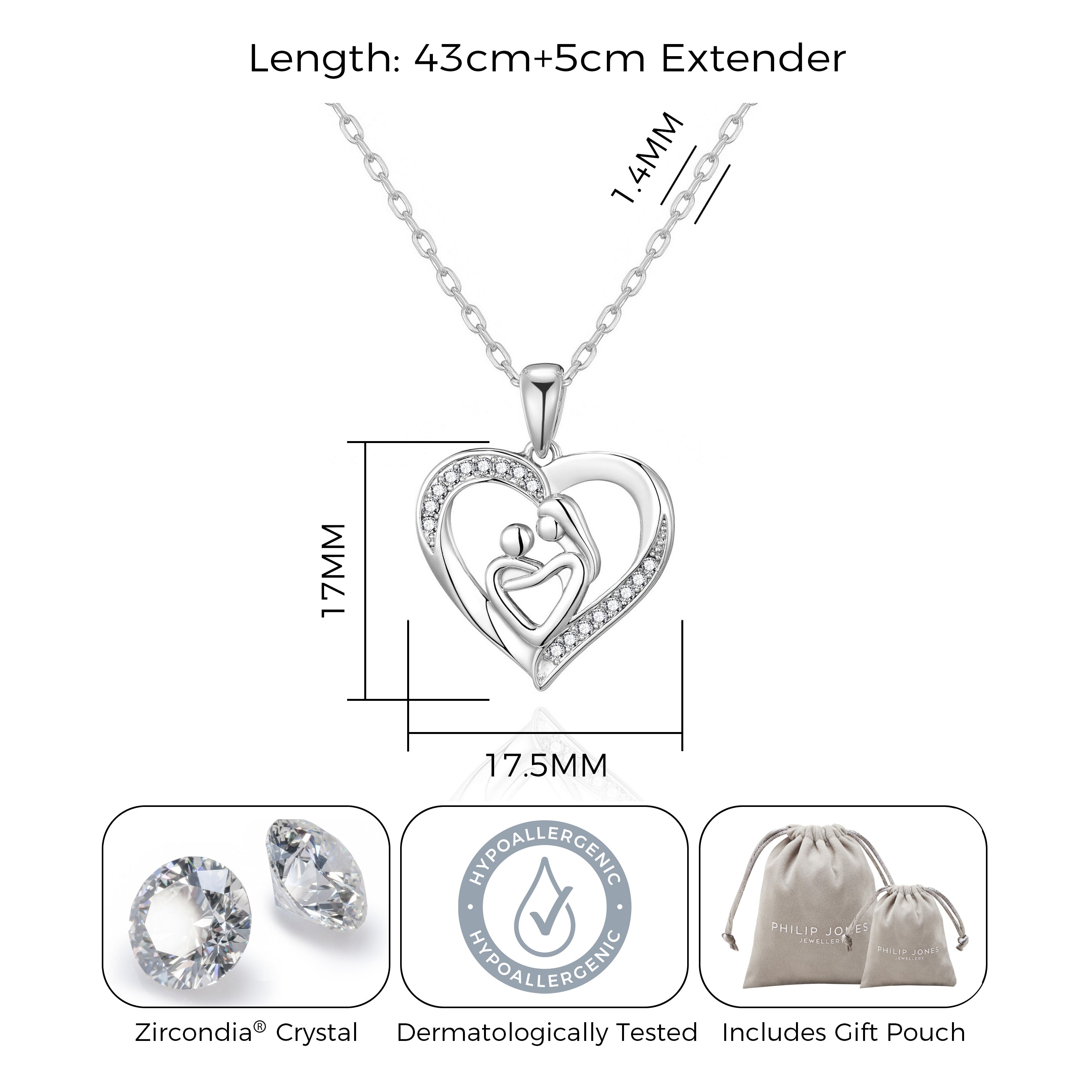 Mother And Child Necklace Created with Zircondia® Crystals