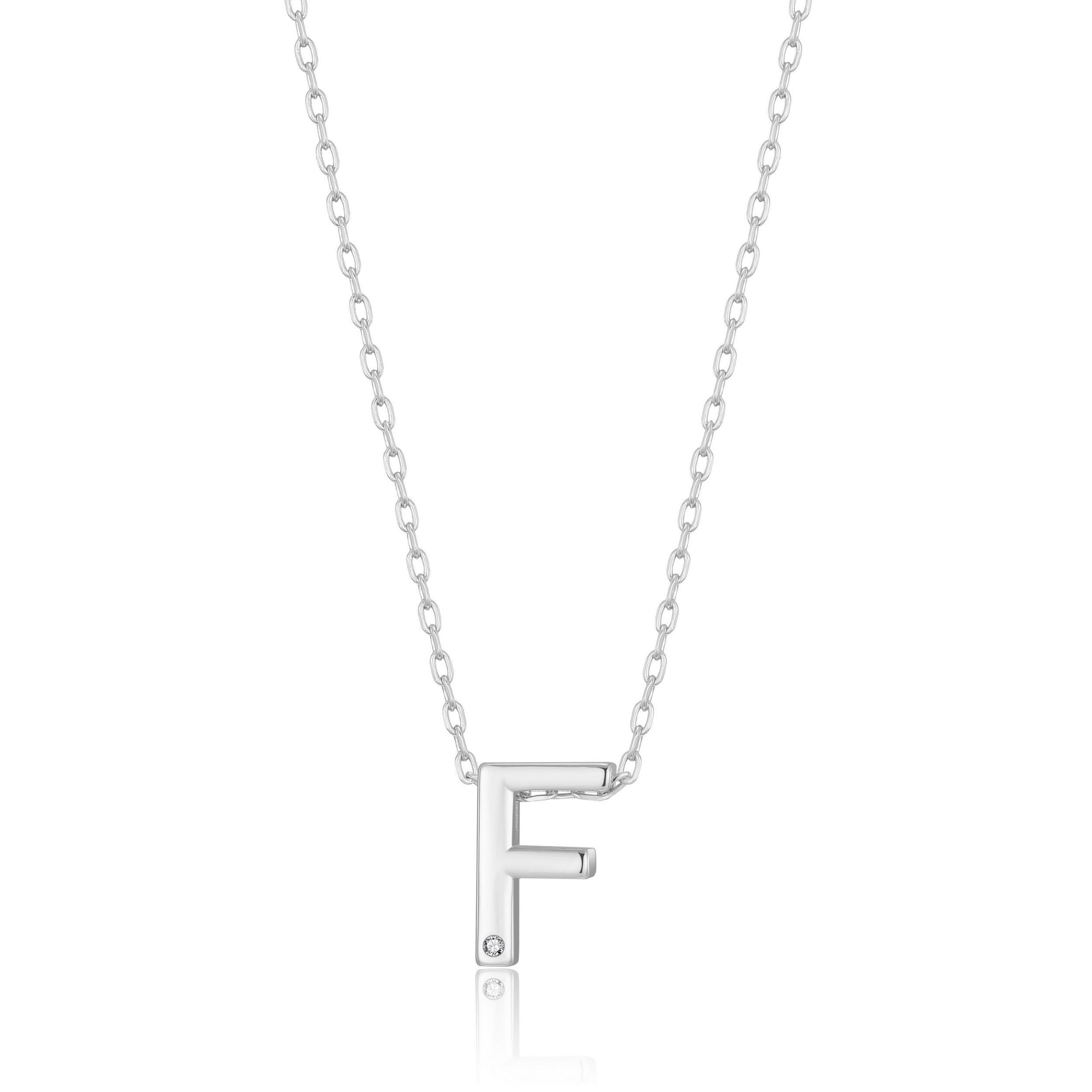 Initial Necklace Letter F Created with Zircondia® Crystals