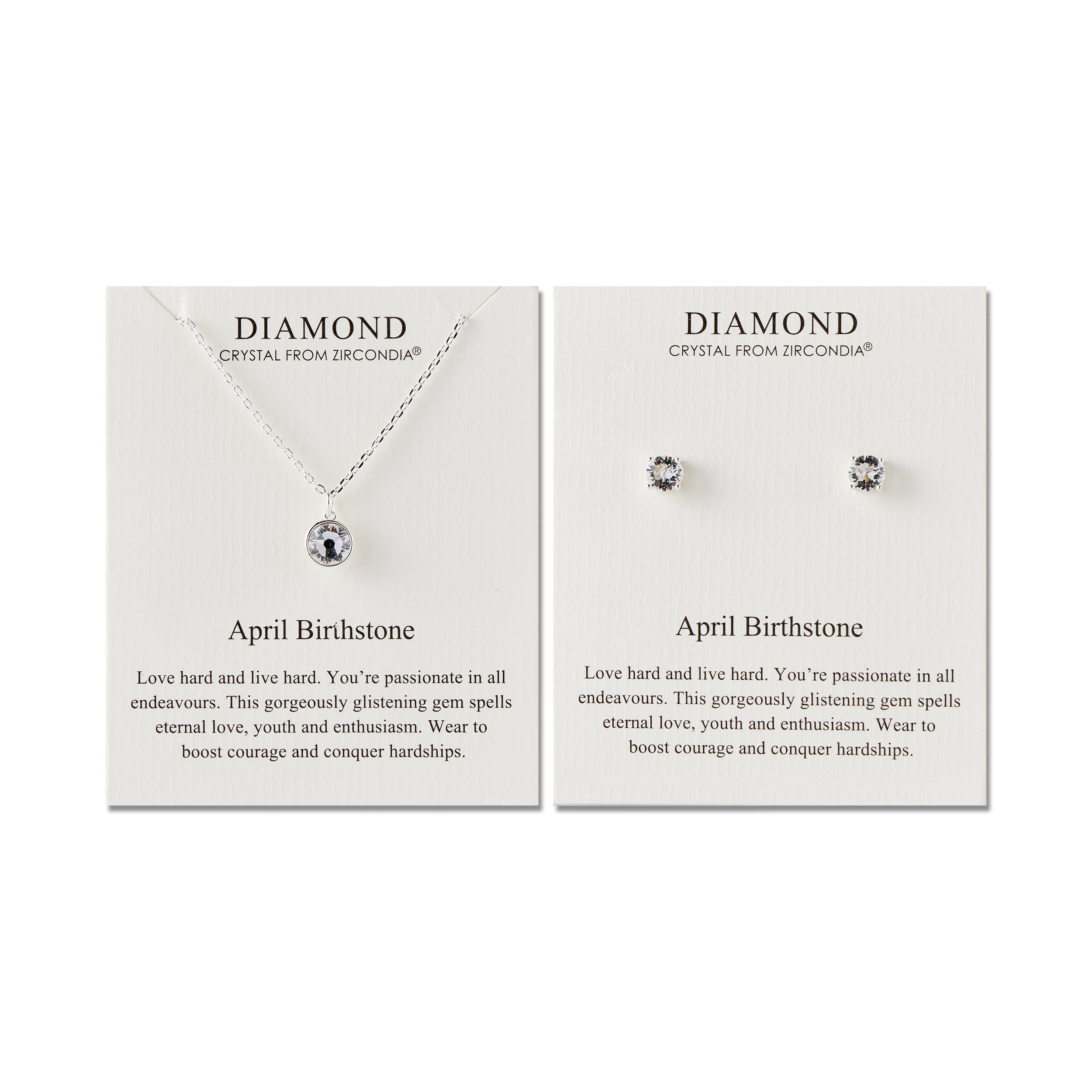 April (Diamond) Birthstone Necklace & Earrings Set Created with Zircondia® Crystals