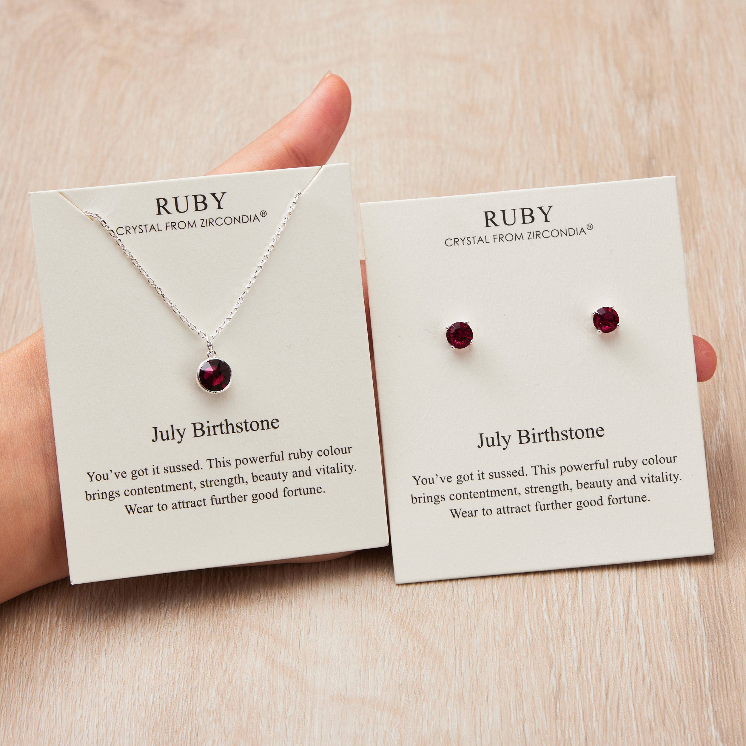 July (Ruby) Birthstone Necklace & Earrings Set Created with Zircondia® Crystals