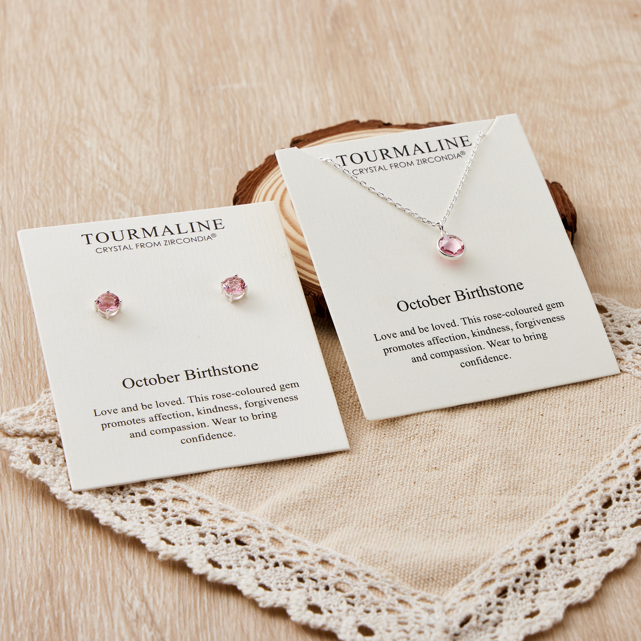October (Tourmaline) Birthstone Necklace & Earrings Set Created with Zircondia® Crystals