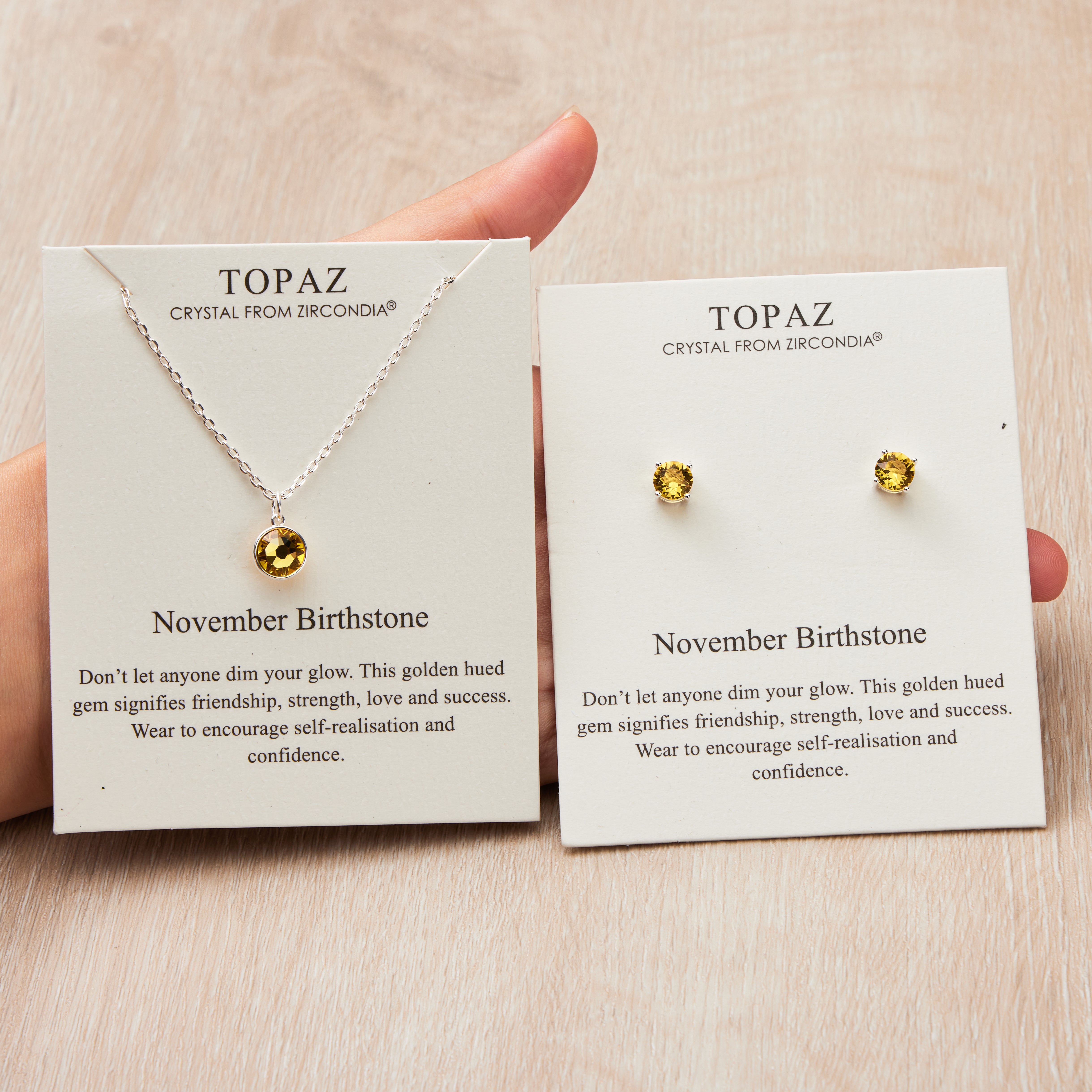 November (Topaz) Birthstone Necklace & Earrings Set Created with Zircondia® Crystals