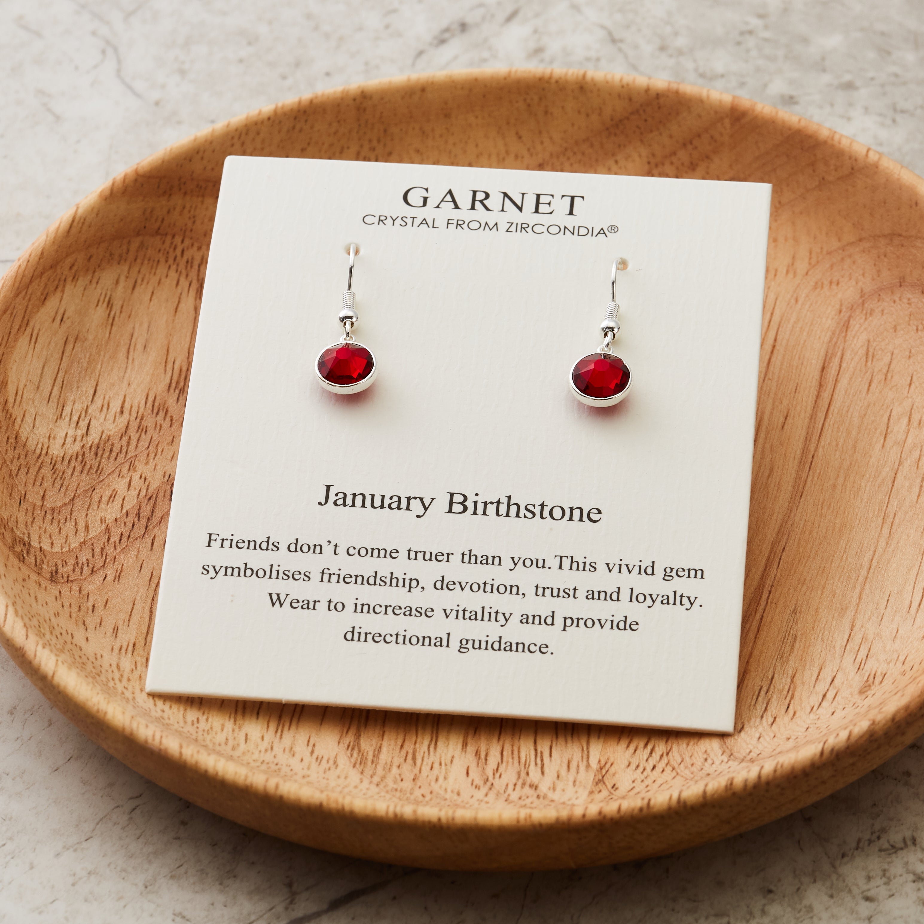 January Birthstone Drop Earrings Created with Garnet Zircondia® Crystals
