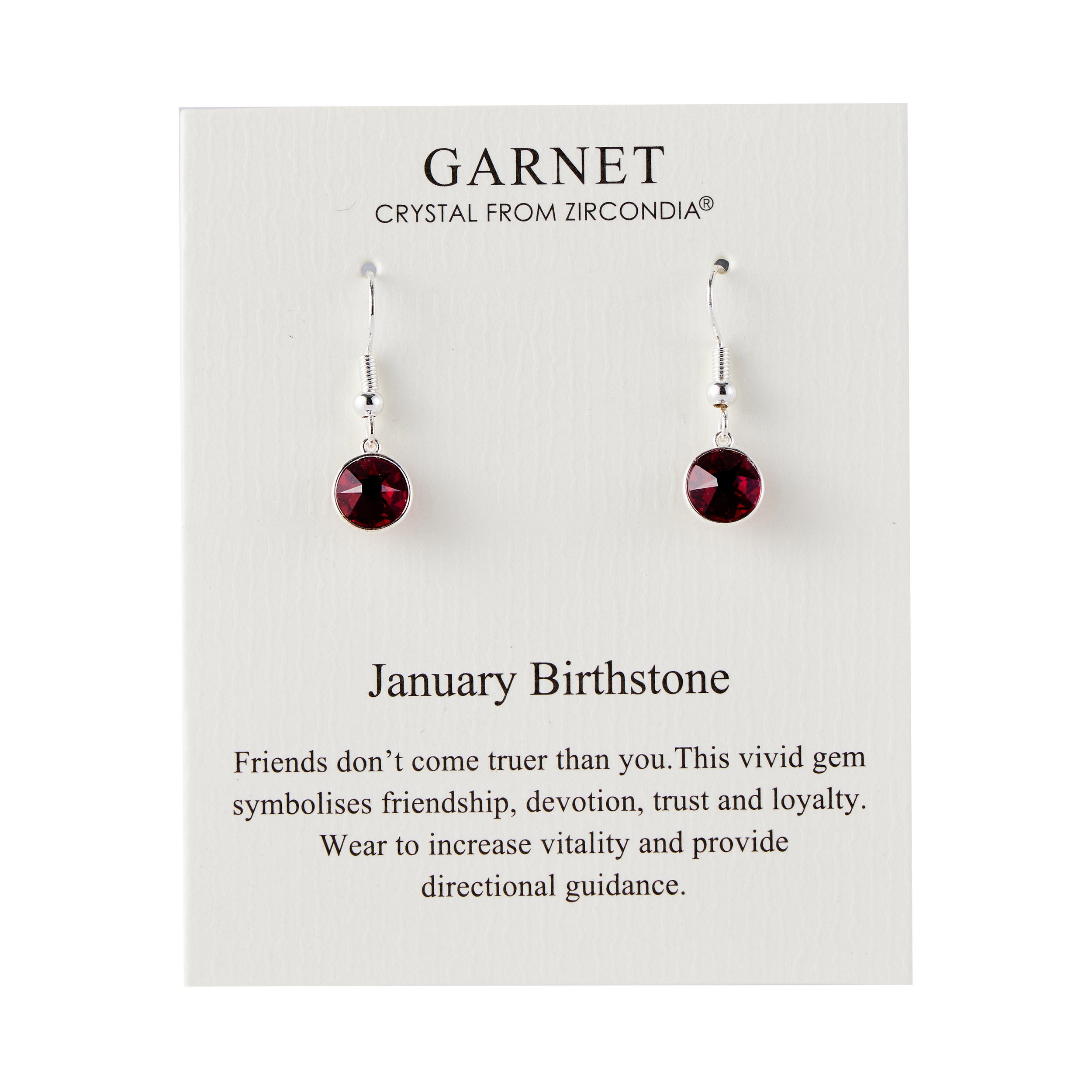January Birthstone Drop Earrings Created with Garnet Zircondia® Crystals