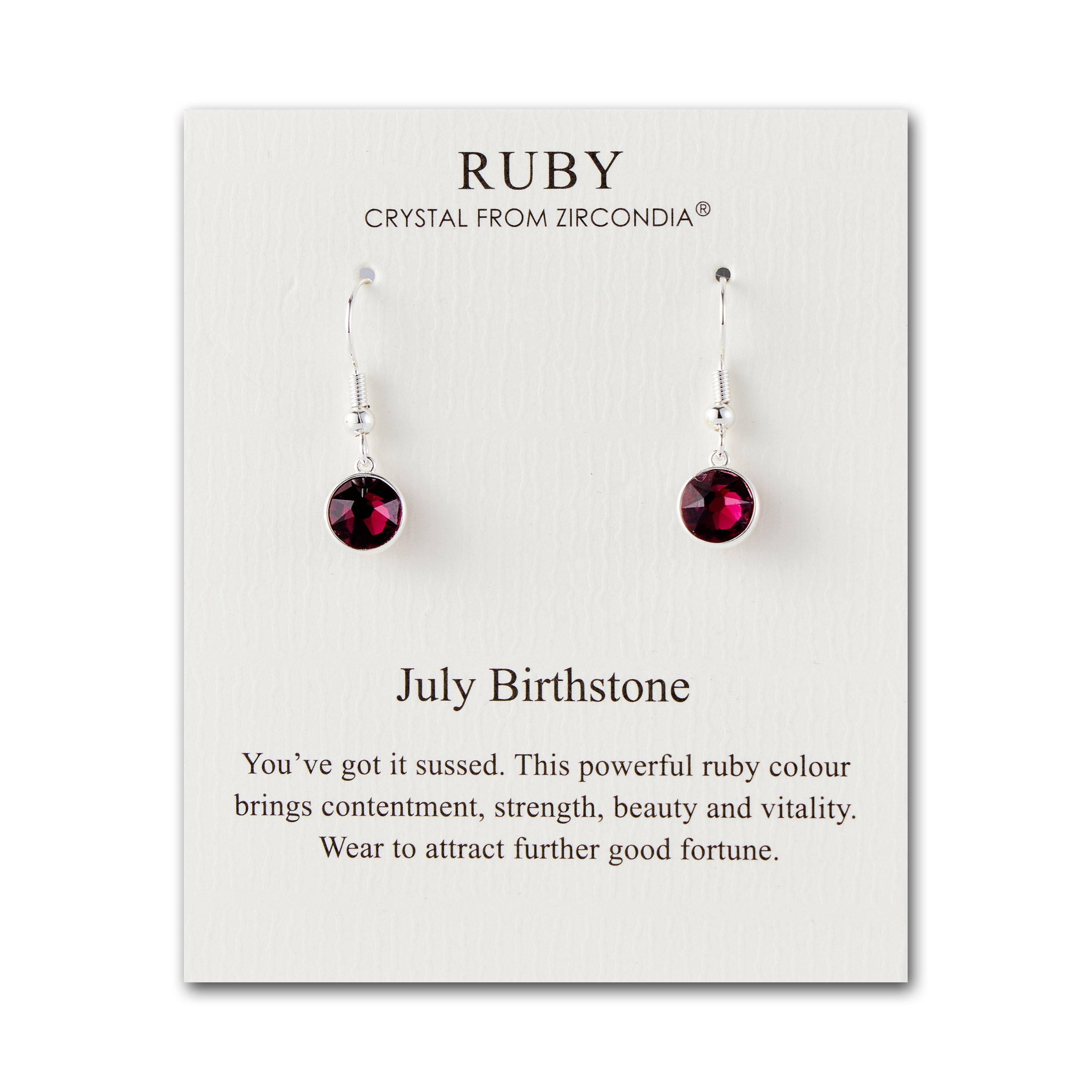 July Birthstone Drop Earrings Created with Ruby Zircondia® Crystals