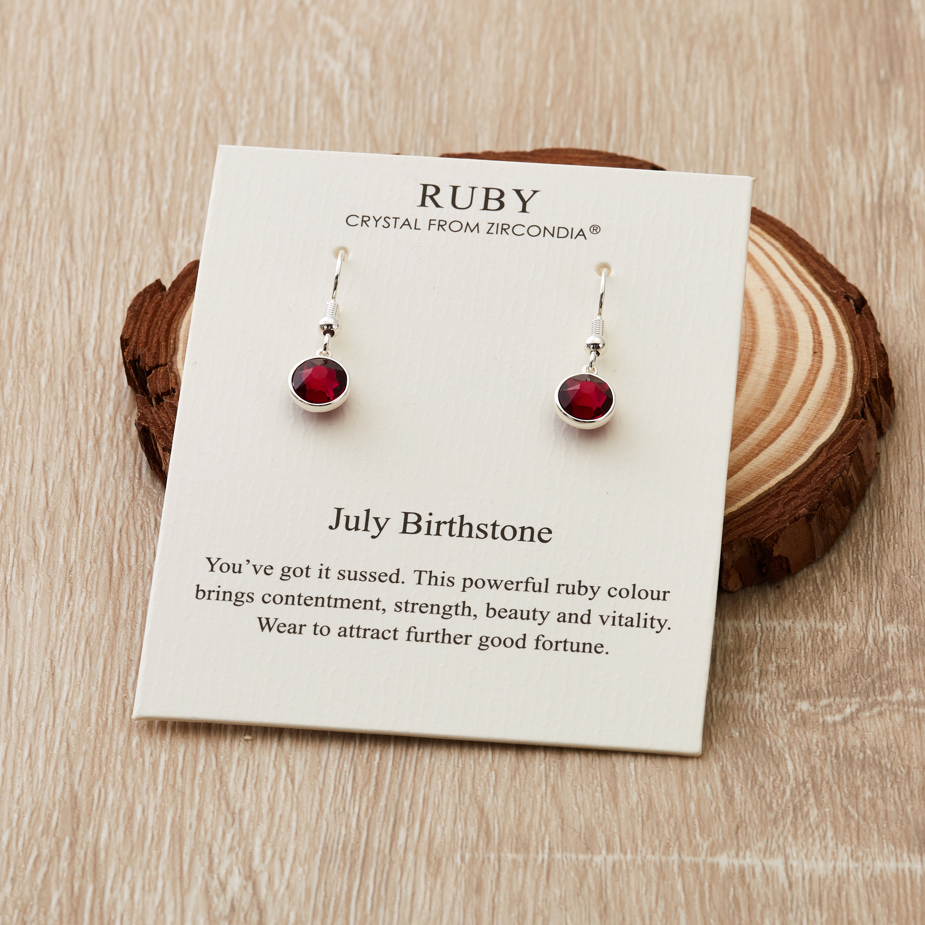 July Birthstone Drop Earrings Created with Ruby Zircondia® Crystals