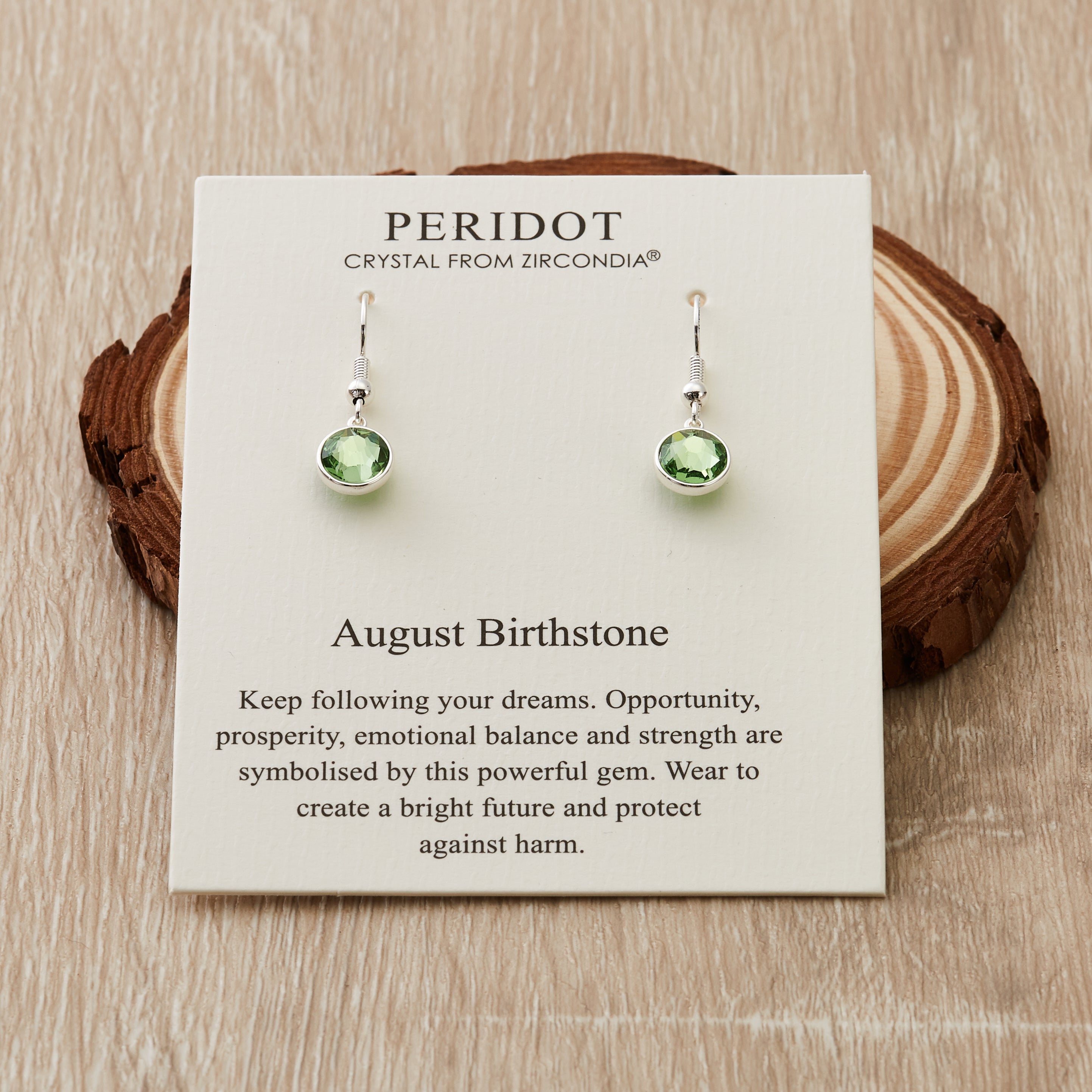 August Birthstone Drop Earrings Created with Peridot Zircondia® Crystals
