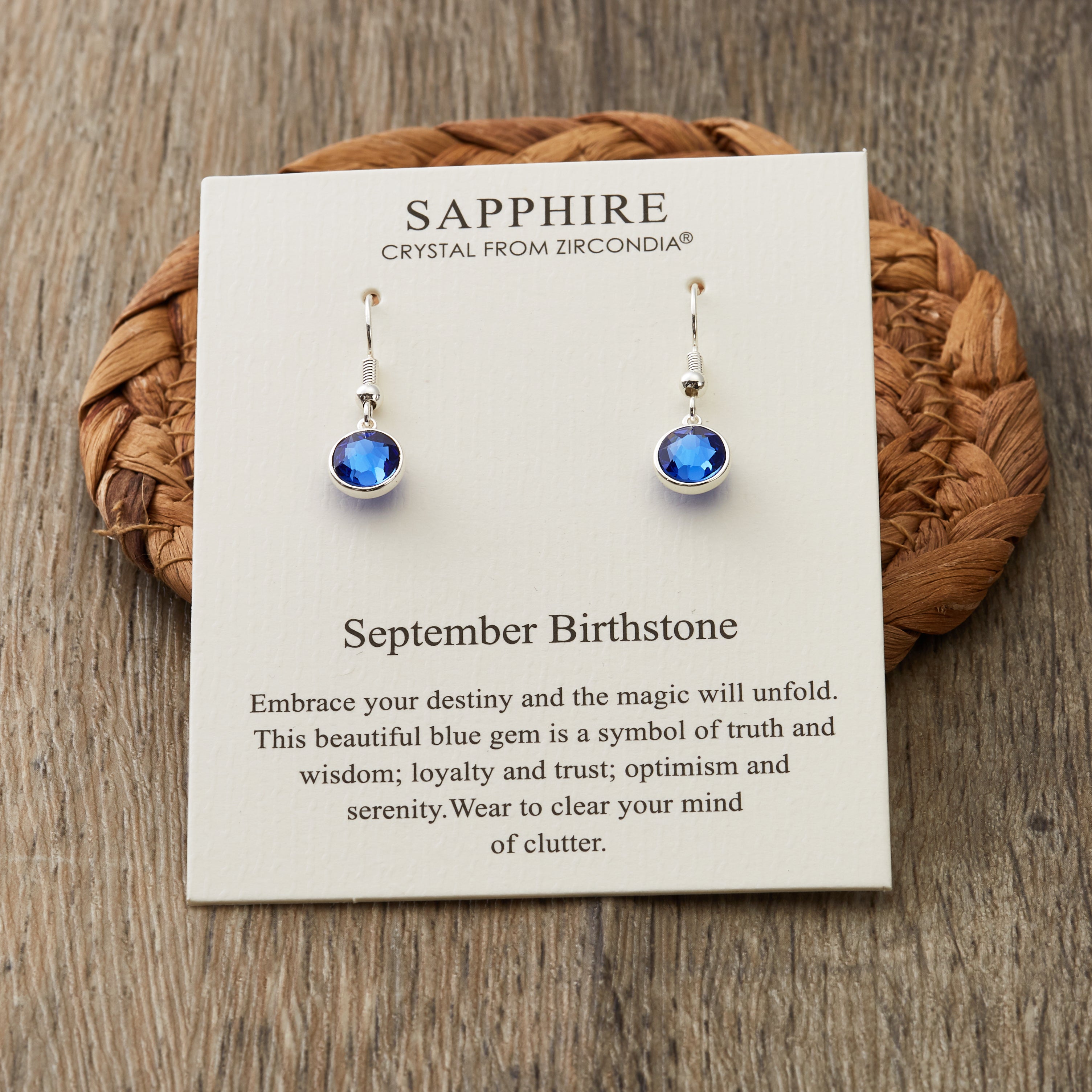 September Birthstone Drop Earrings Created with Sapphire Zircondia® Crystals