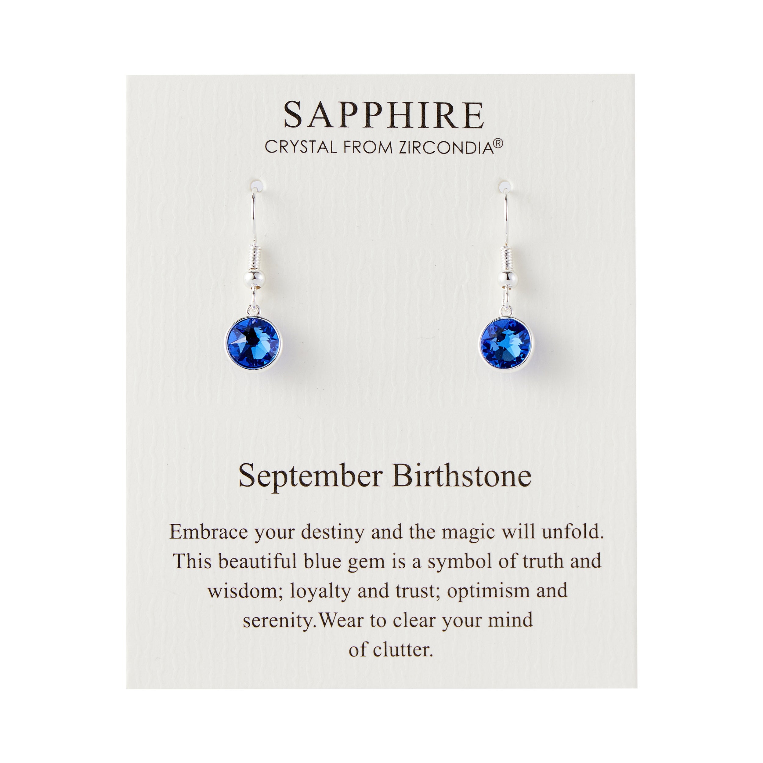 September Birthstone Drop Earrings Created with Sapphire Zircondia® Crystals