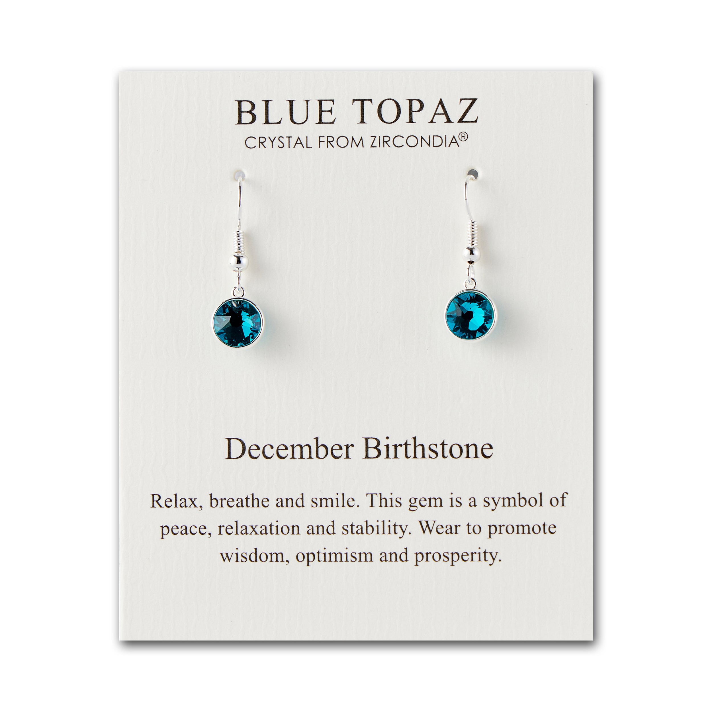 December Birthstone Drop Earrings Created with Blue Topaz Zircondia® Crystals