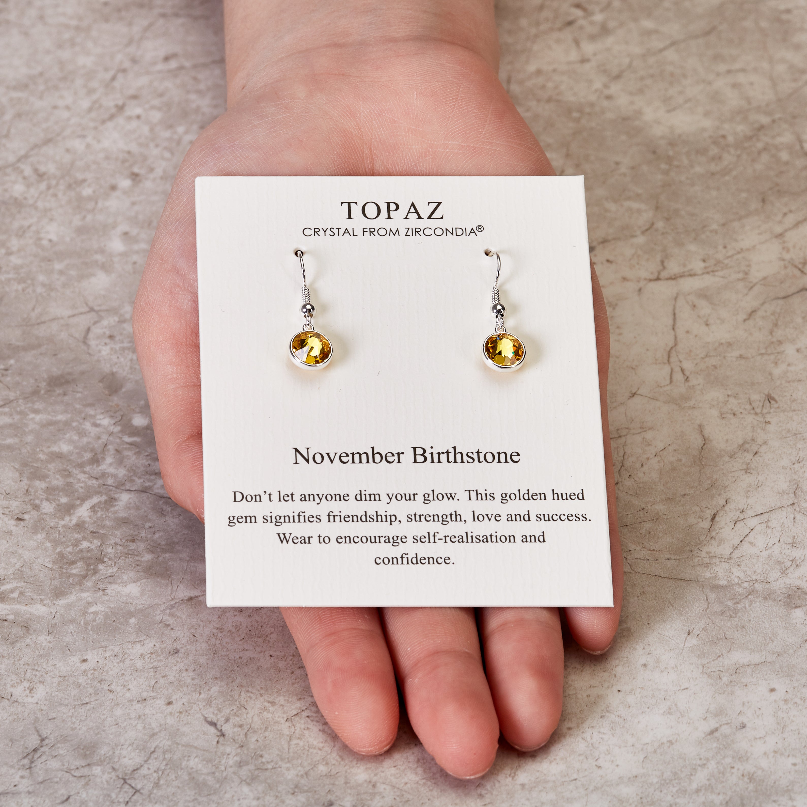 November Birthstone Drop Earrings Created with Topaz Zircondia® Crystals