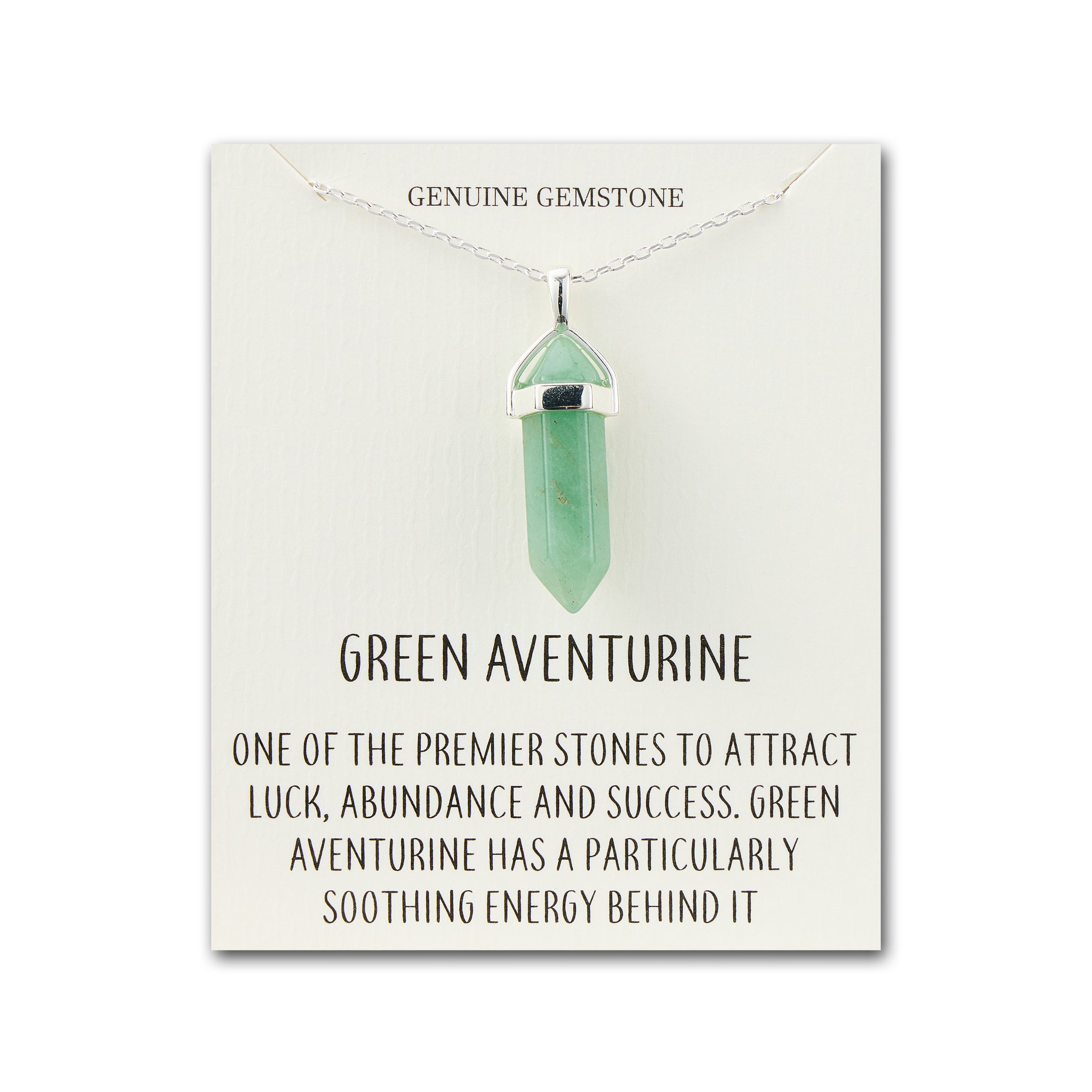 Green Aventurine Gemstone Necklace with Quote Card