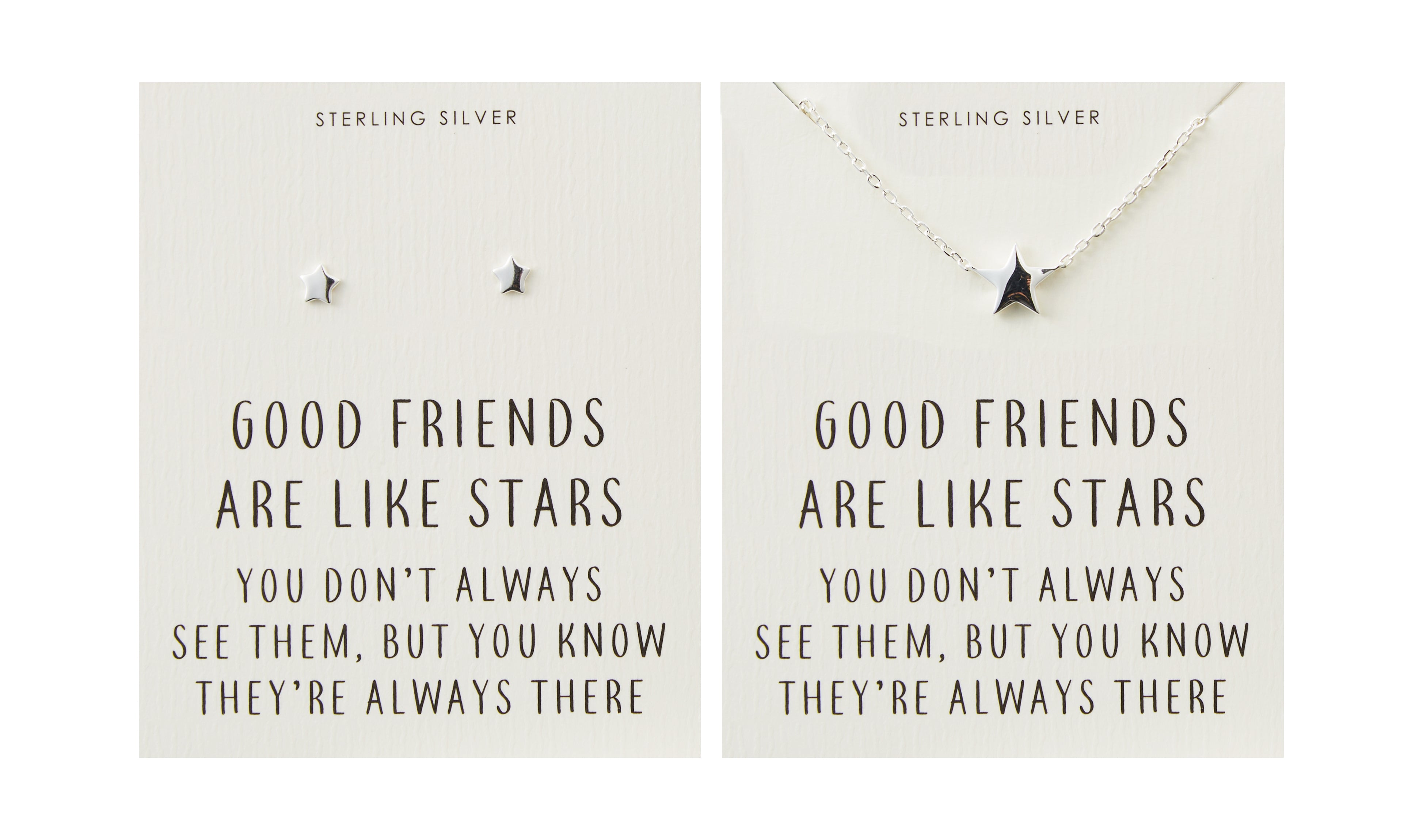 Sterling Silver Friendship Quote Star Set