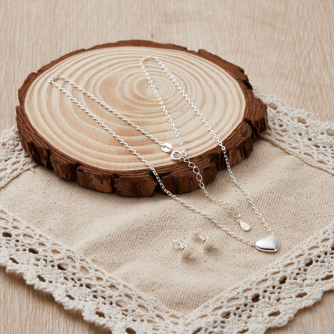 Sterling Silver Heart Set