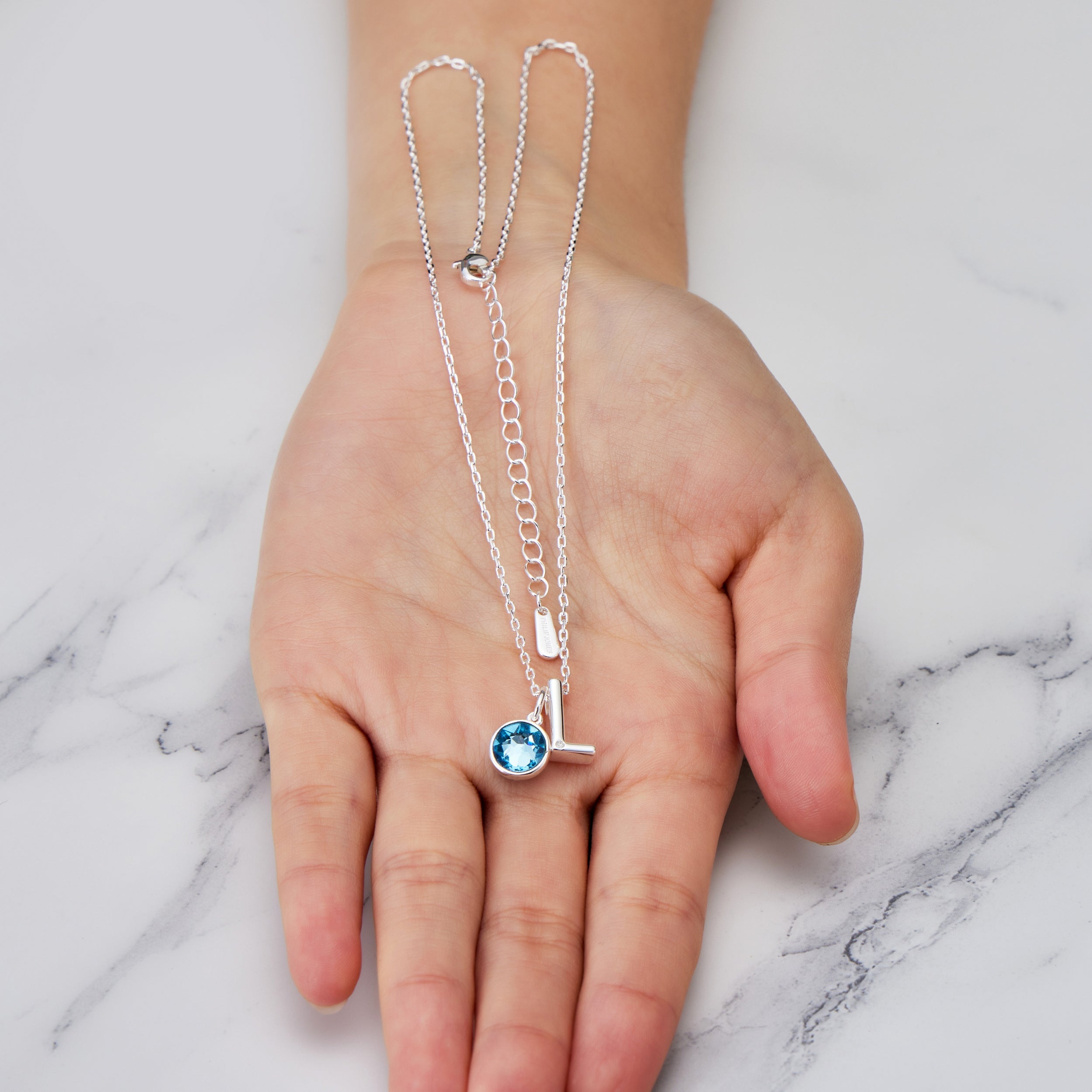 Initial L Necklace with Birthstone Charm Created with Zircondia® Crystals