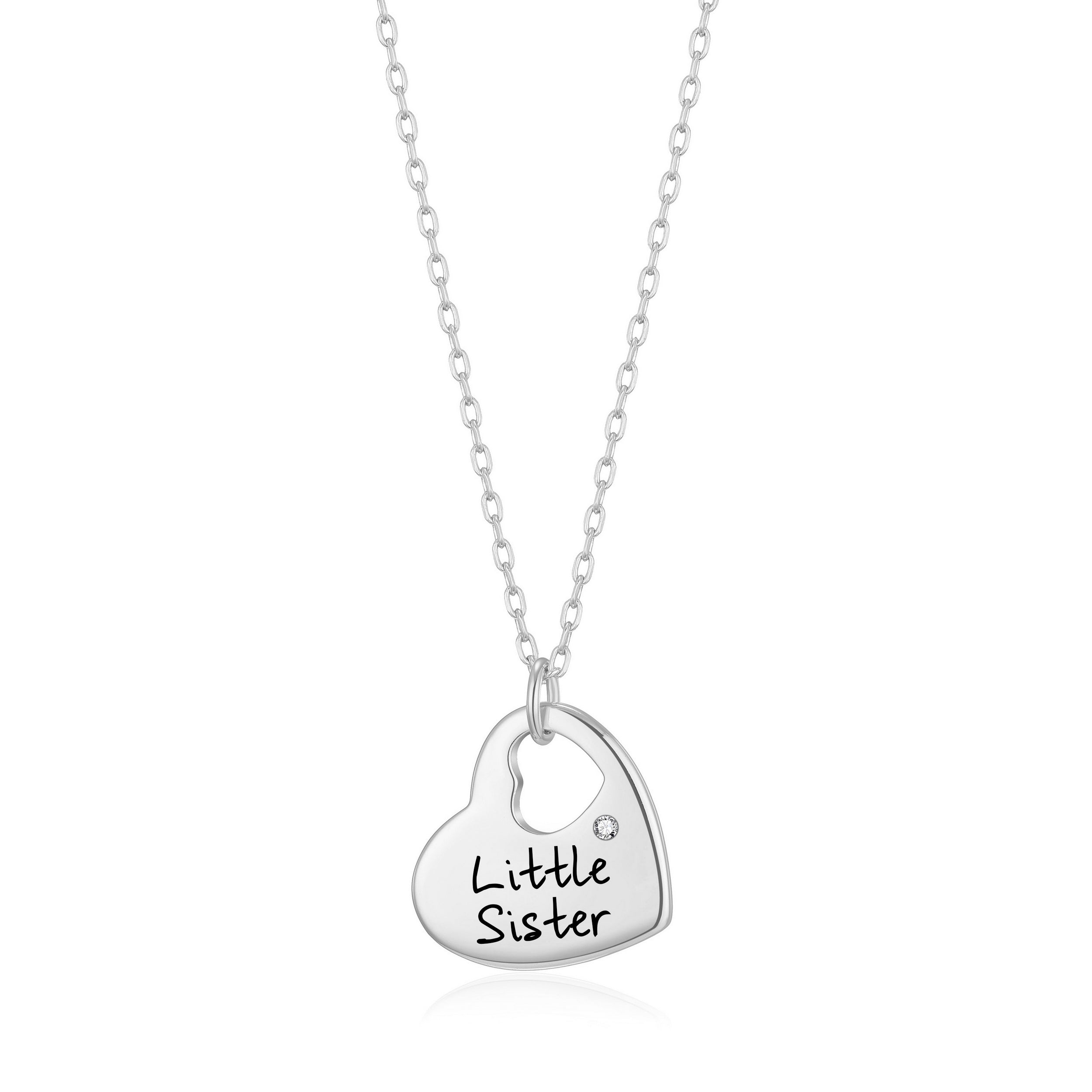 Little Sister Heart Necklace Created with Zircondia® Crystals