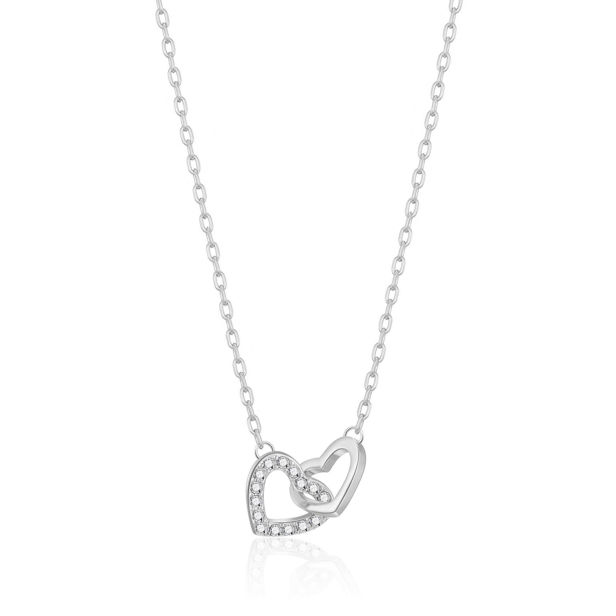 Heart Link Necklace Created with Zircondia® Crystals