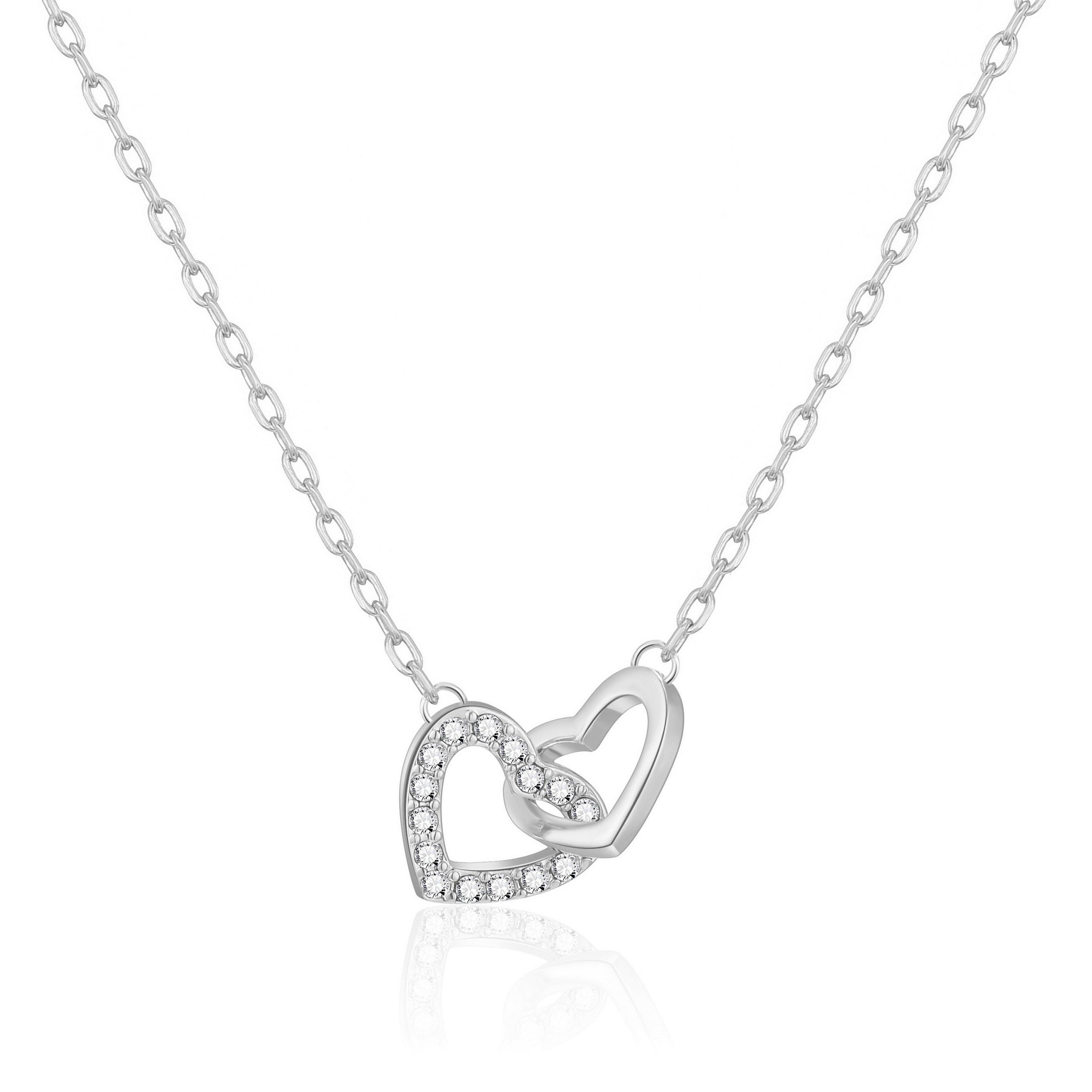 Heart Link Necklace Created with Zircondia® Crystals