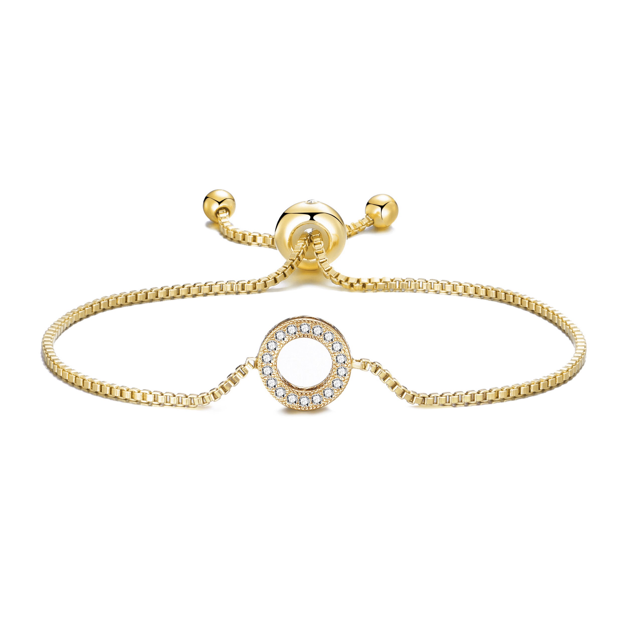 Gold Plated Circle of Life Friendship Bracelet Created with Zircondia® Crystals by Philip Jones Jewellery