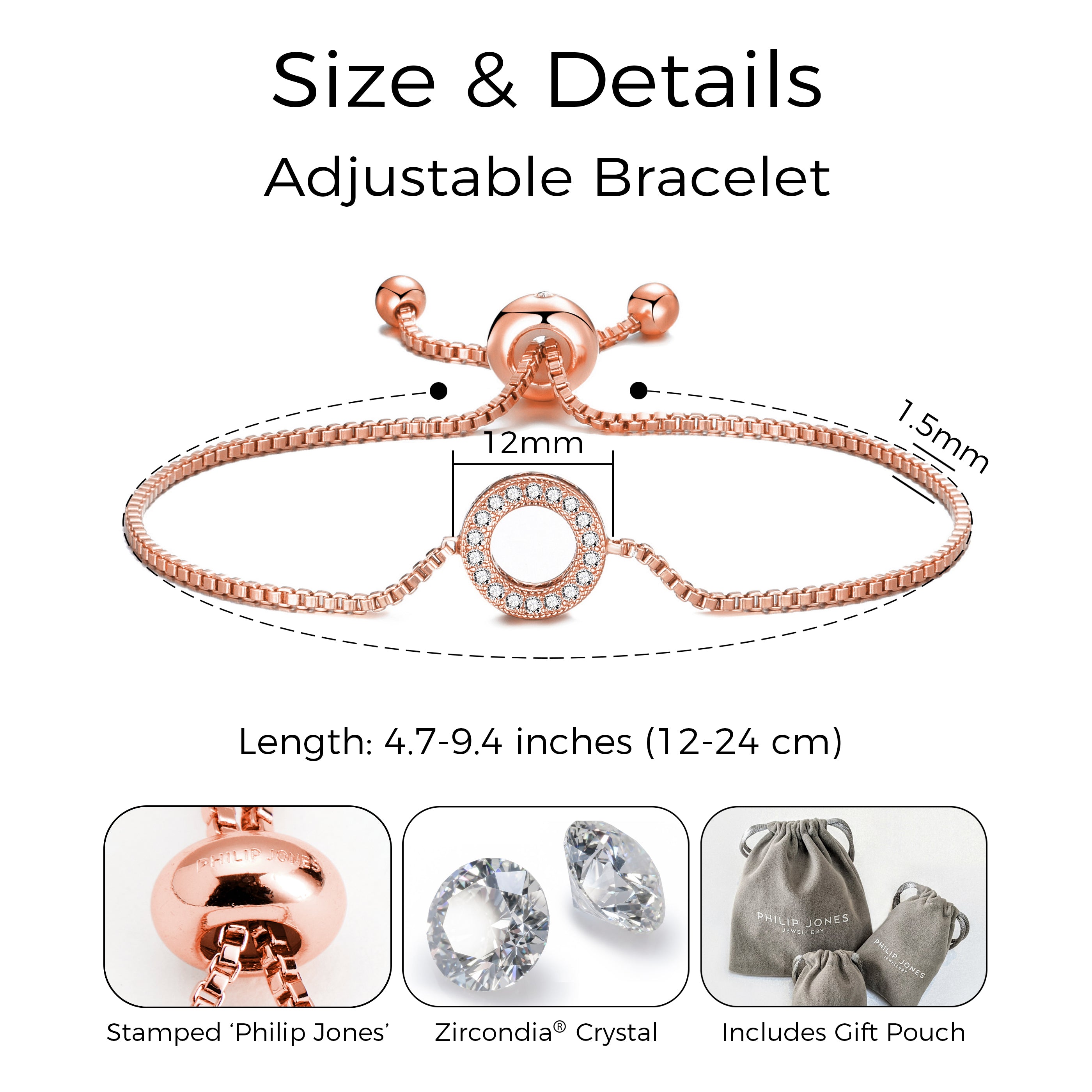 Rose Gold Plated Circle of Life Friendship Bracelet Created with Zircondia® Crystals
