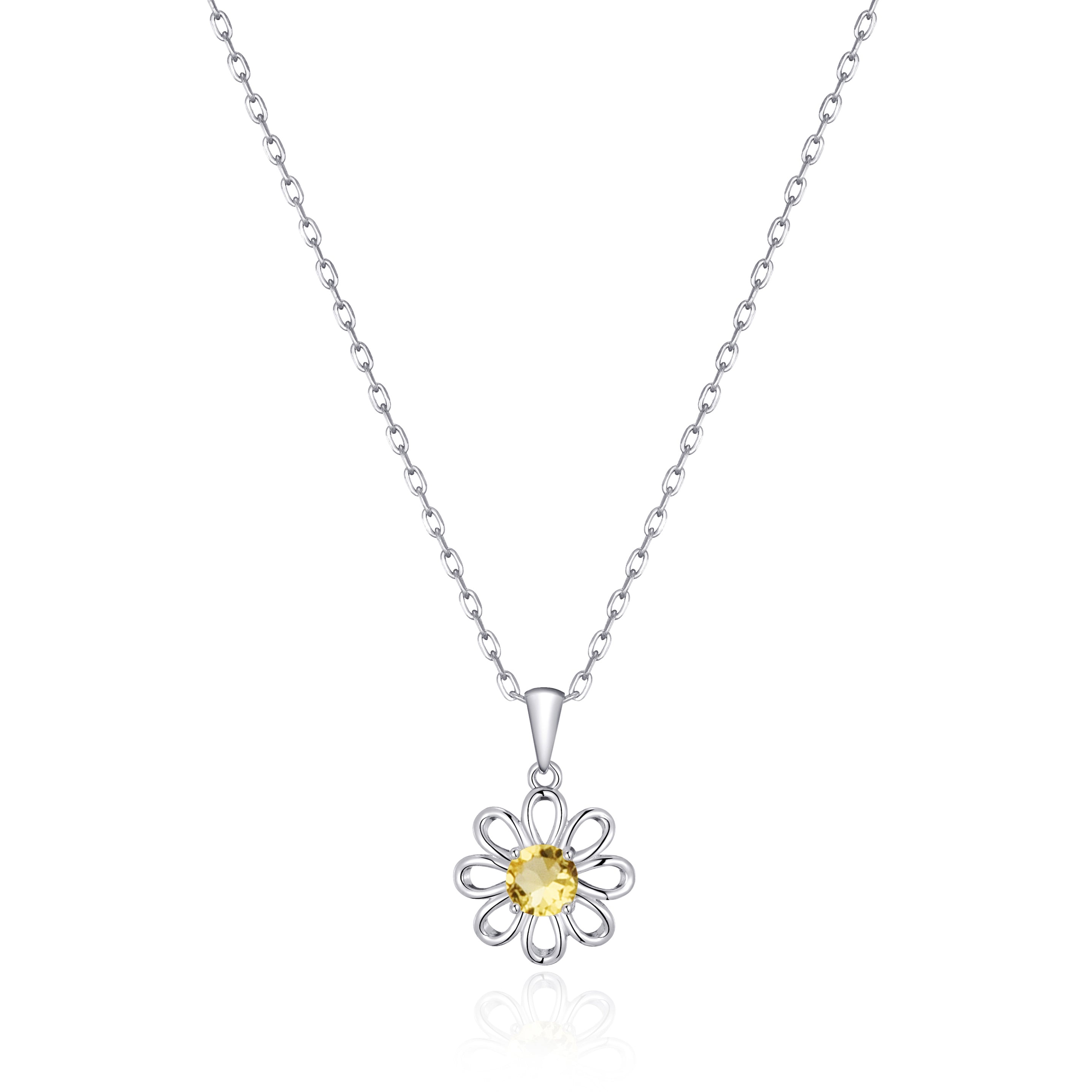 Daisy Necklace Created with Zircondia® Crystals