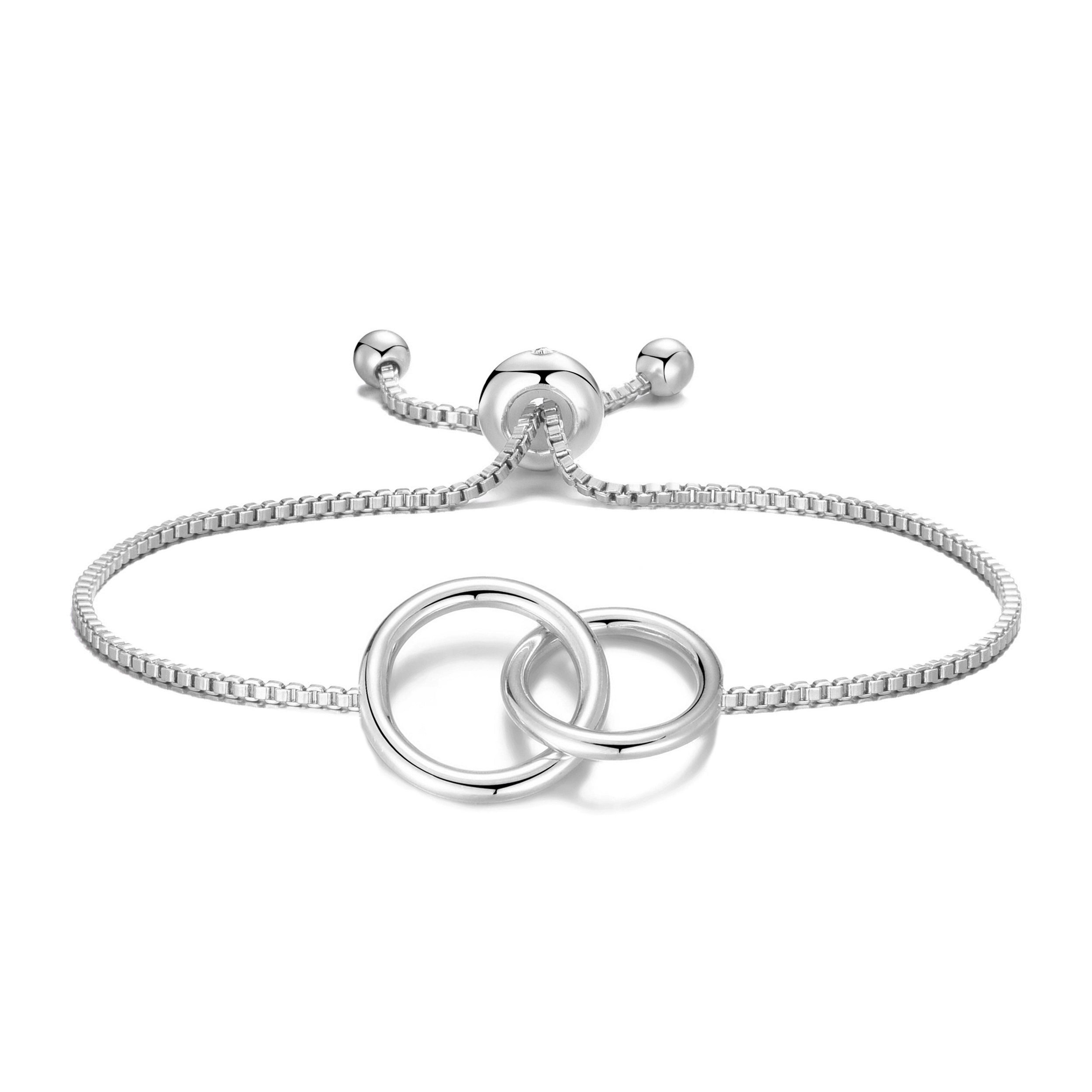 Silver Plated Link Friendship Bracelet Created with Zircondia® Crystals by Philip Jones Jewellery