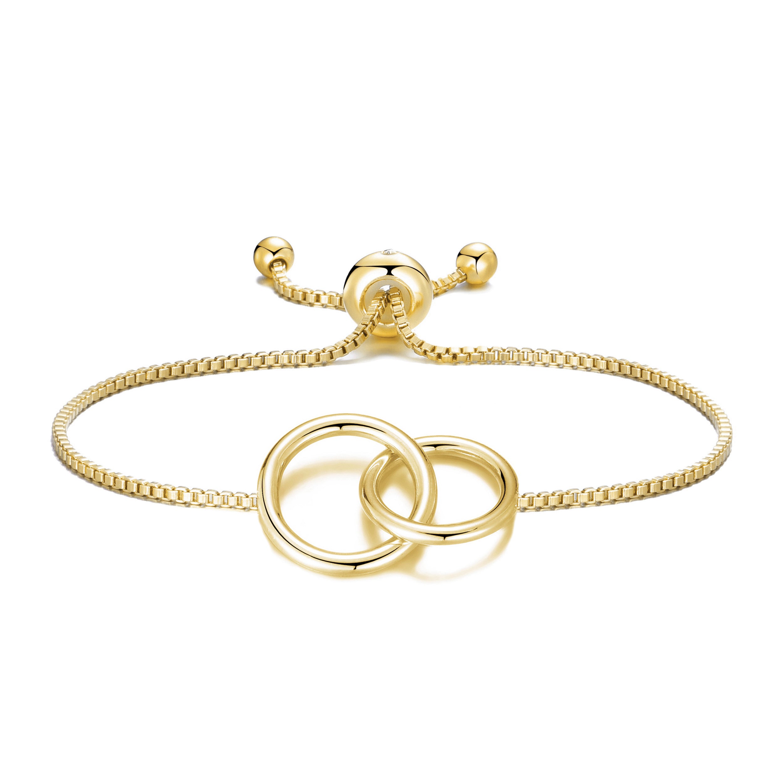 Gold Plated Link Friendship Bracelet Created with Zircondia® Crystals by Philip Jones Jewellery