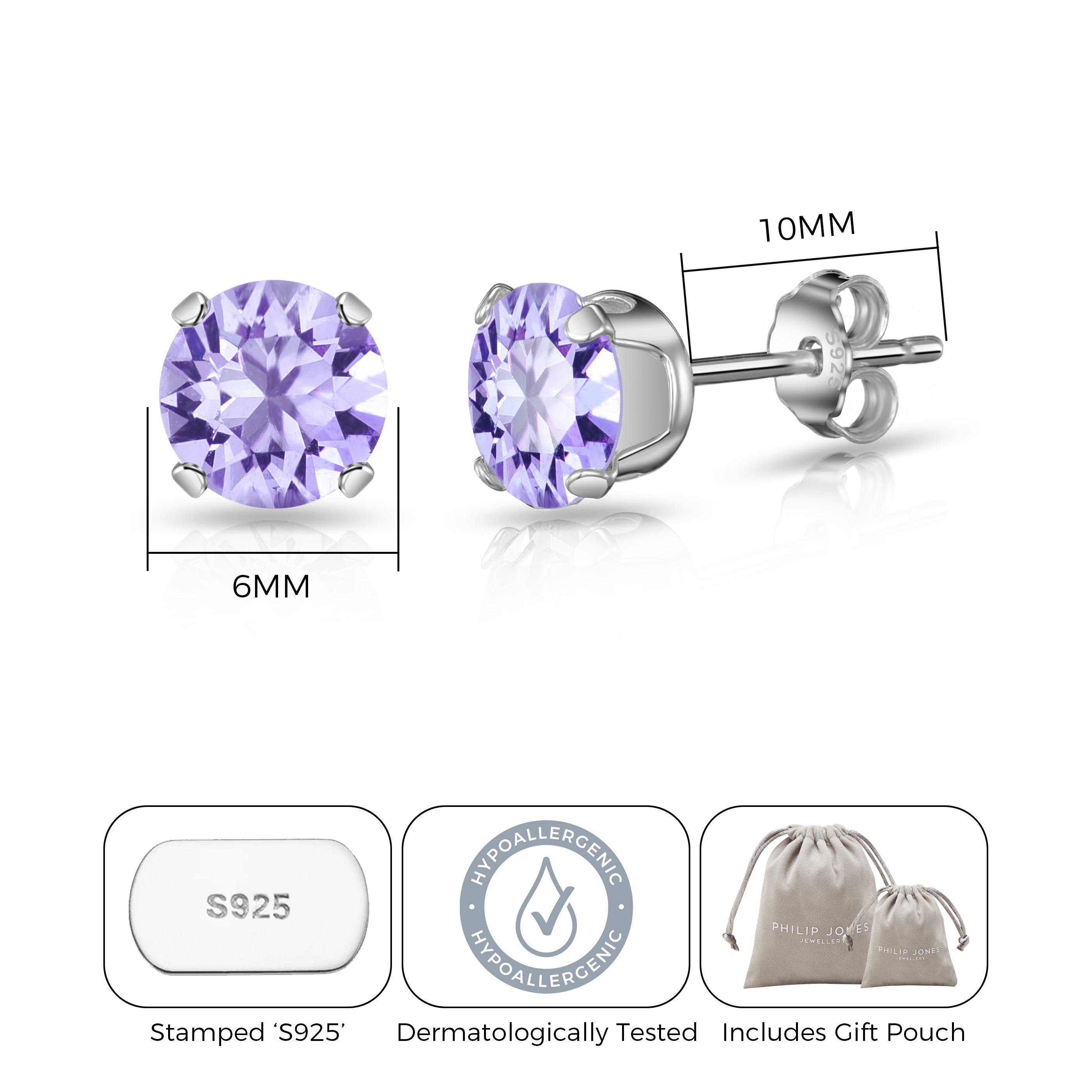 Sterling Silver Provence Lavender Earrings Created with Zircondia® Crystals