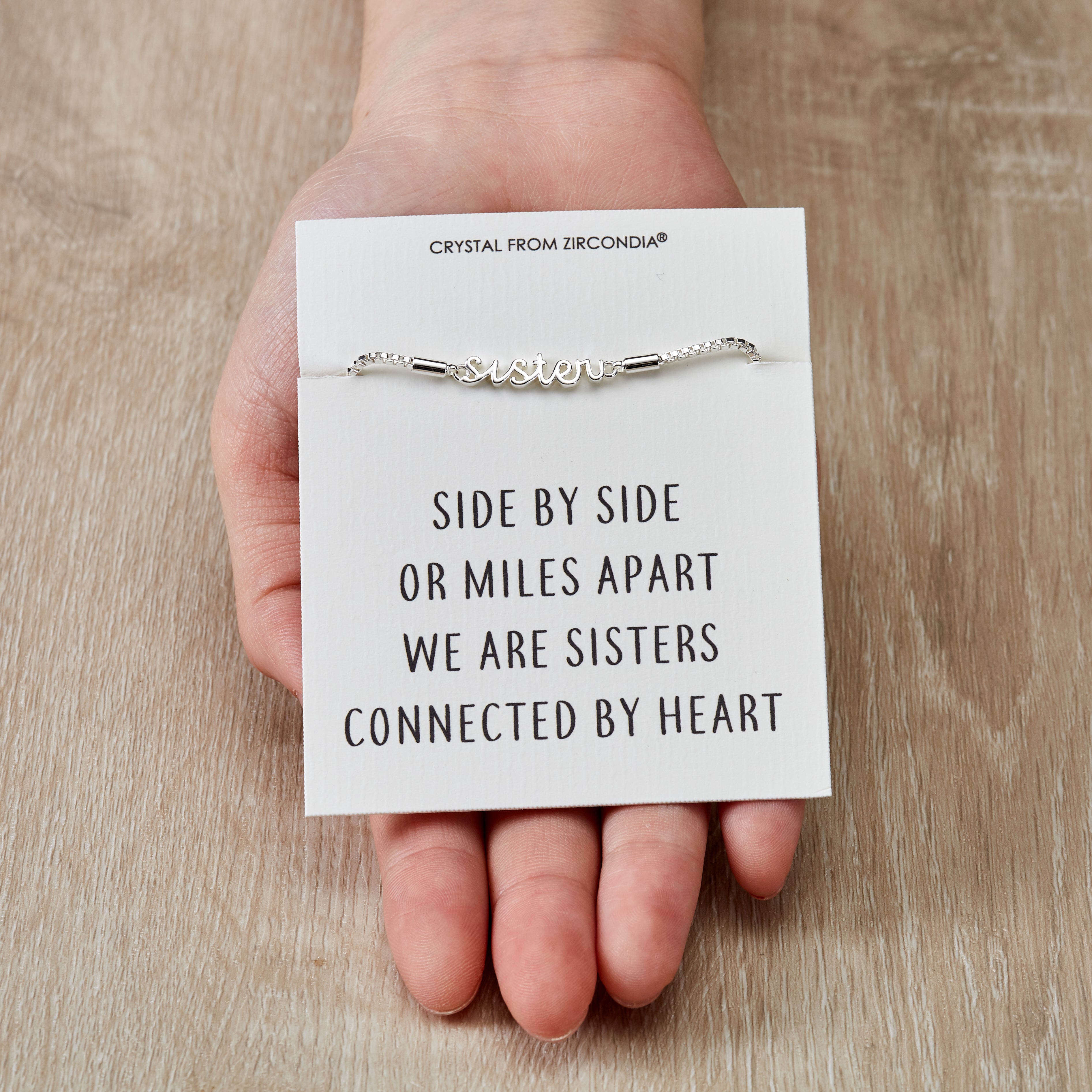 Sister Bracelet with Quote Card Created with Zircondia® Crystals